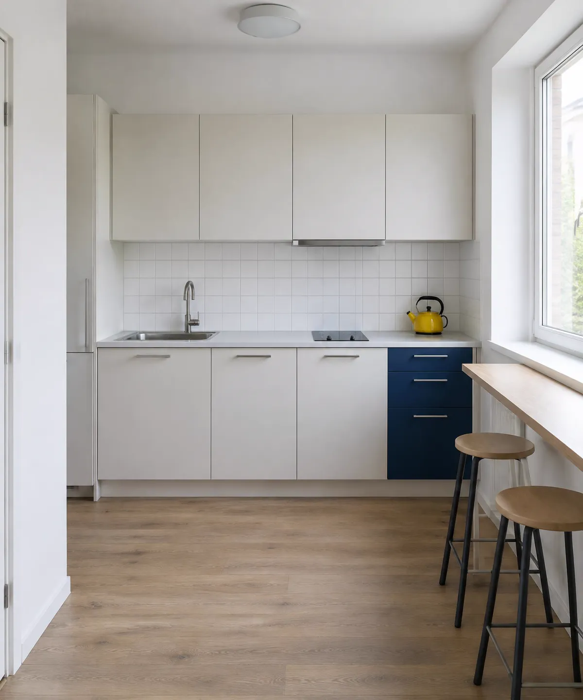 Bright shared coliving kitchen