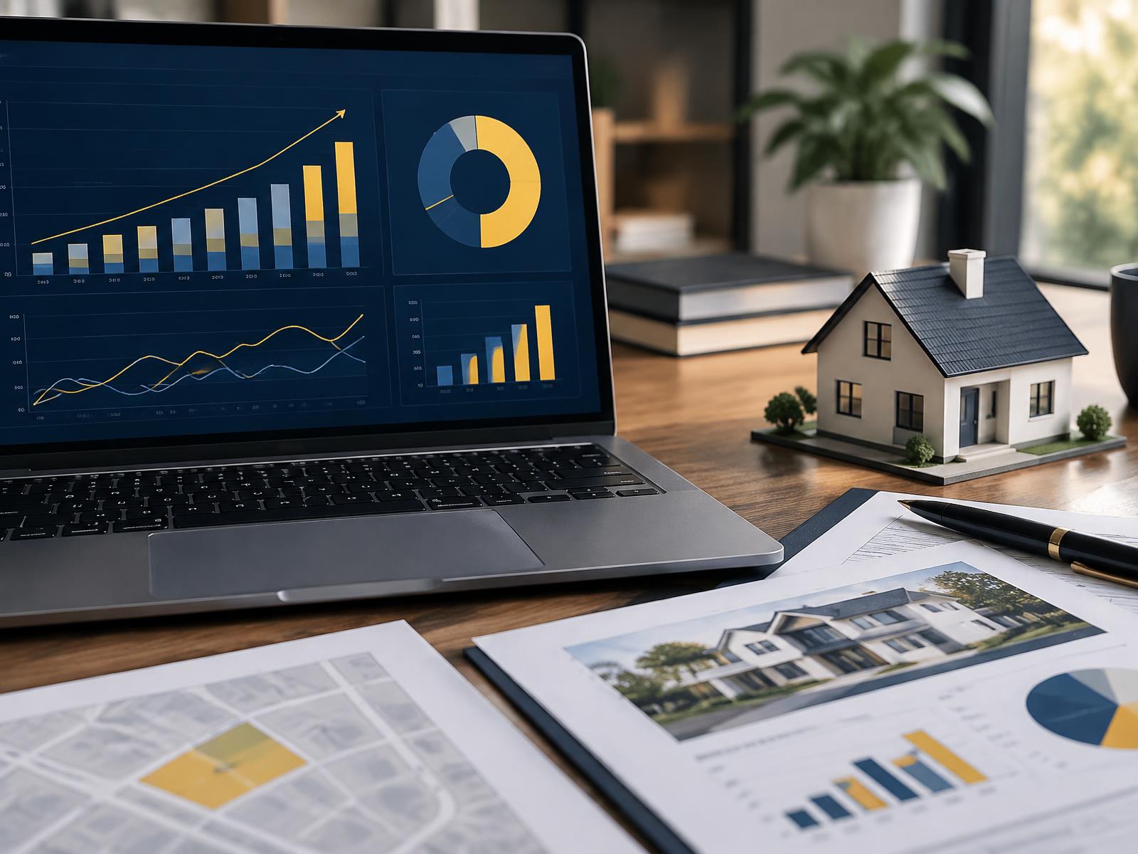 Financial charts and property documents for a real estate deal analysis